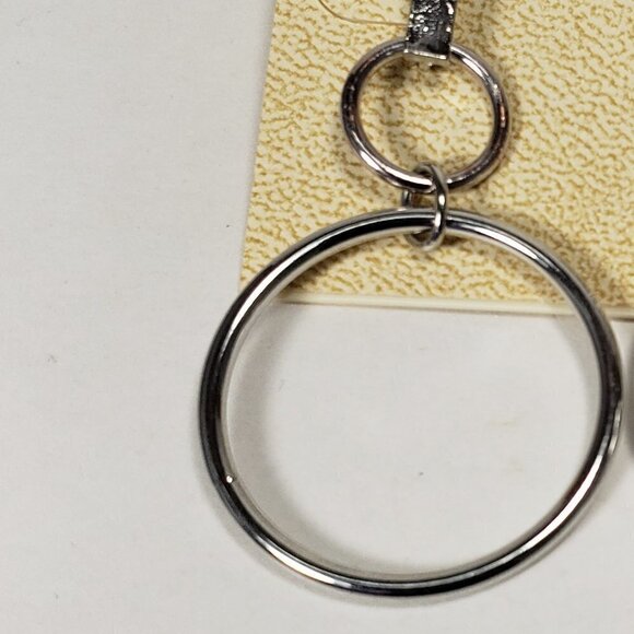 HANNAH Polished Silver Tone Double Hoops Drop Dangle Earrings - for Women - Picture 2 of 5